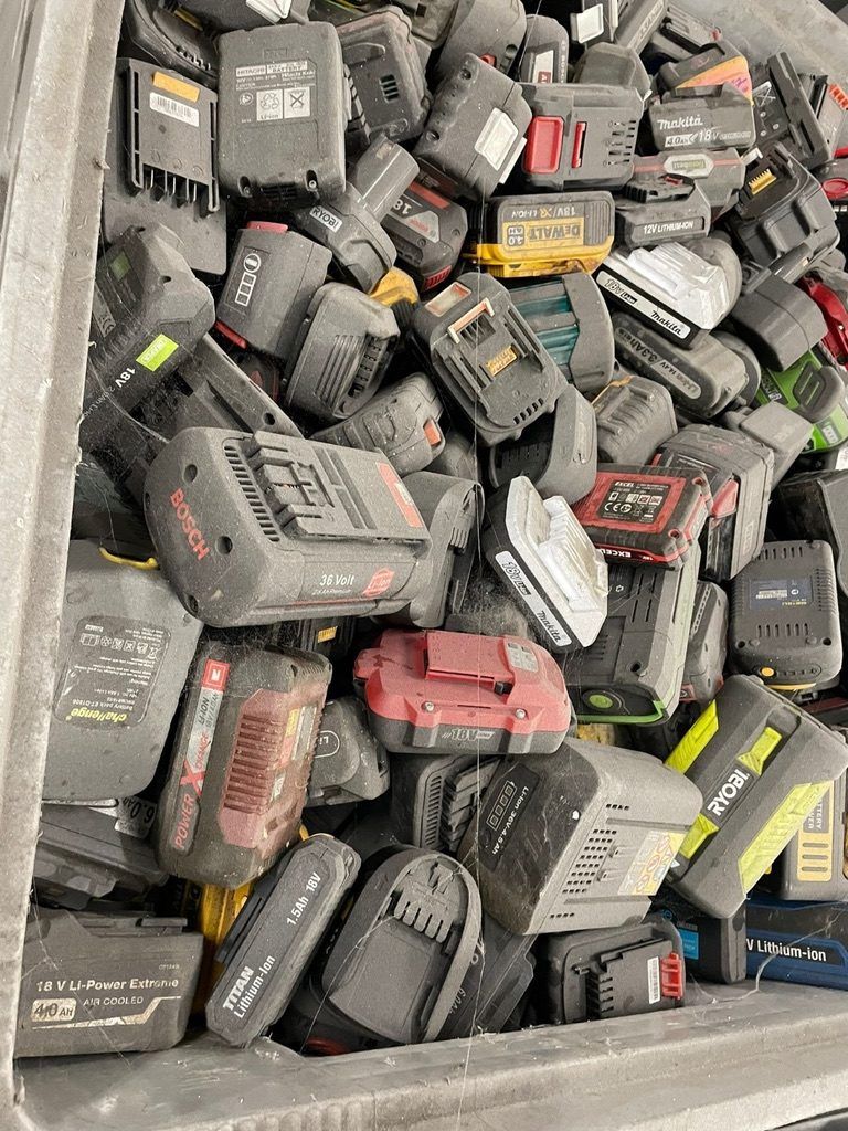 Retired lithium-ion battery packs arriving for recycling