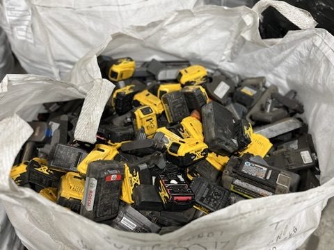 Retired EV battery modules collected.