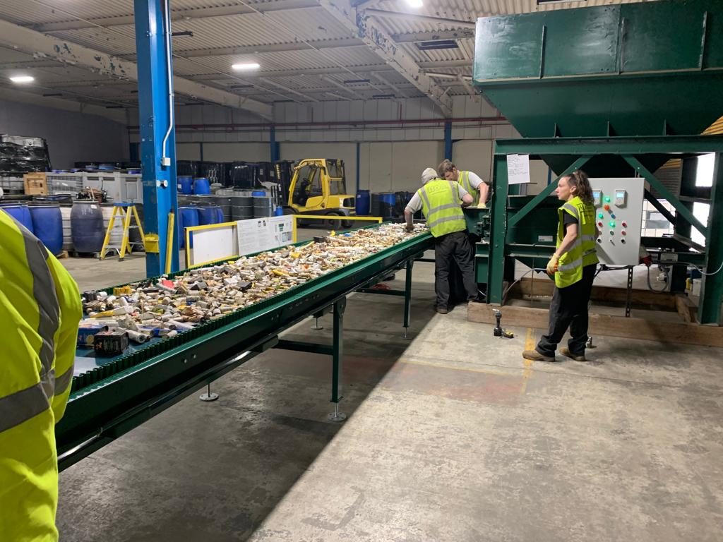 Battery sorting line grading cells by chemistry for lithium-ion battery recycling